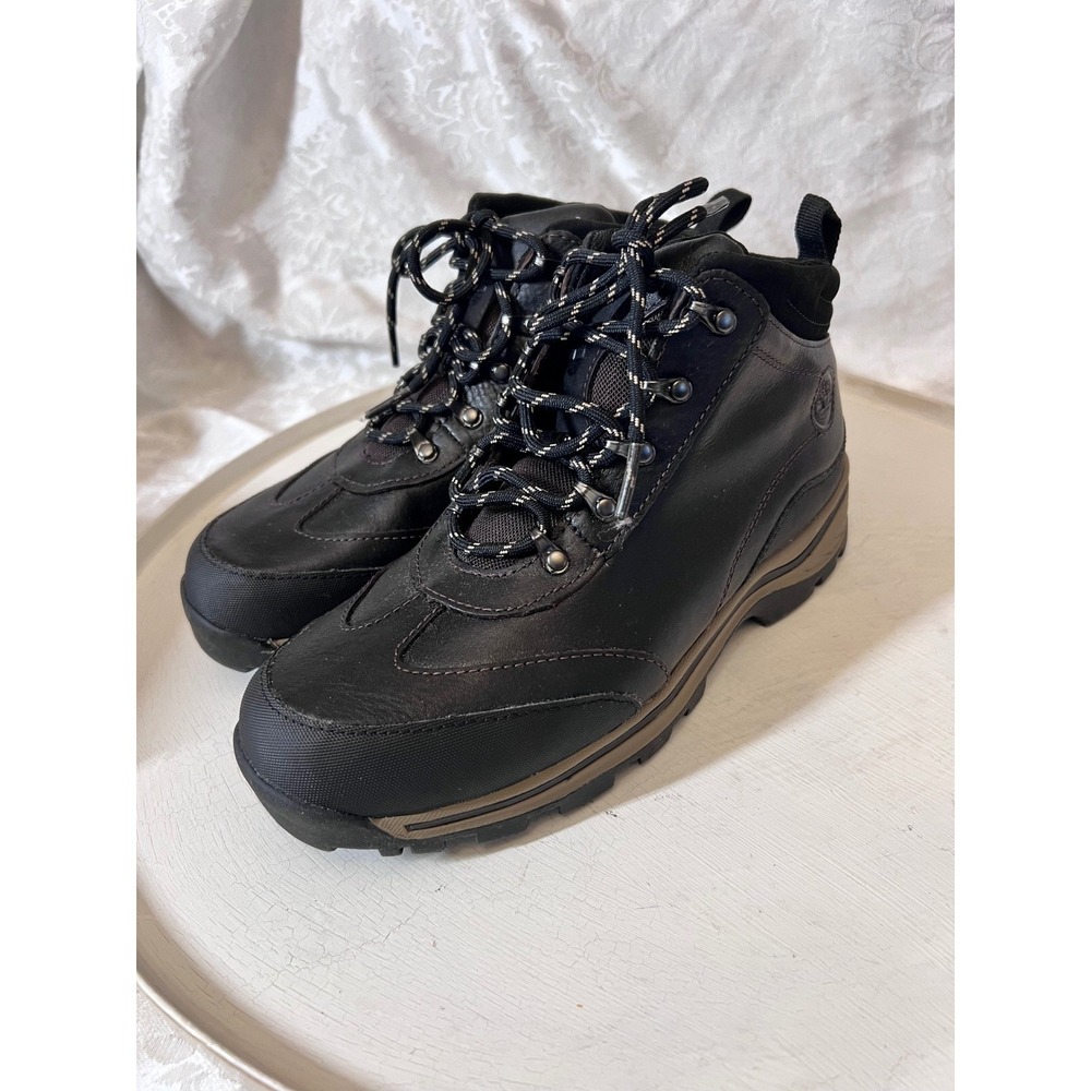 Timberland White Ledge Mid Waterproof Hiking Boots Black Leather A5998 Boys 5.5
